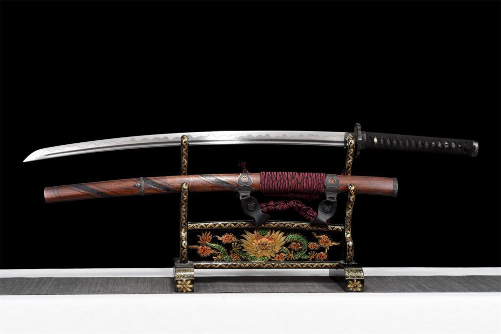 Miecz Damasceński Katana Z Prawdziwym Hamonem